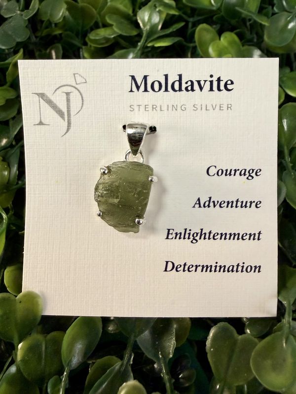 Moldavite Raw Chunky Sterling Pendant