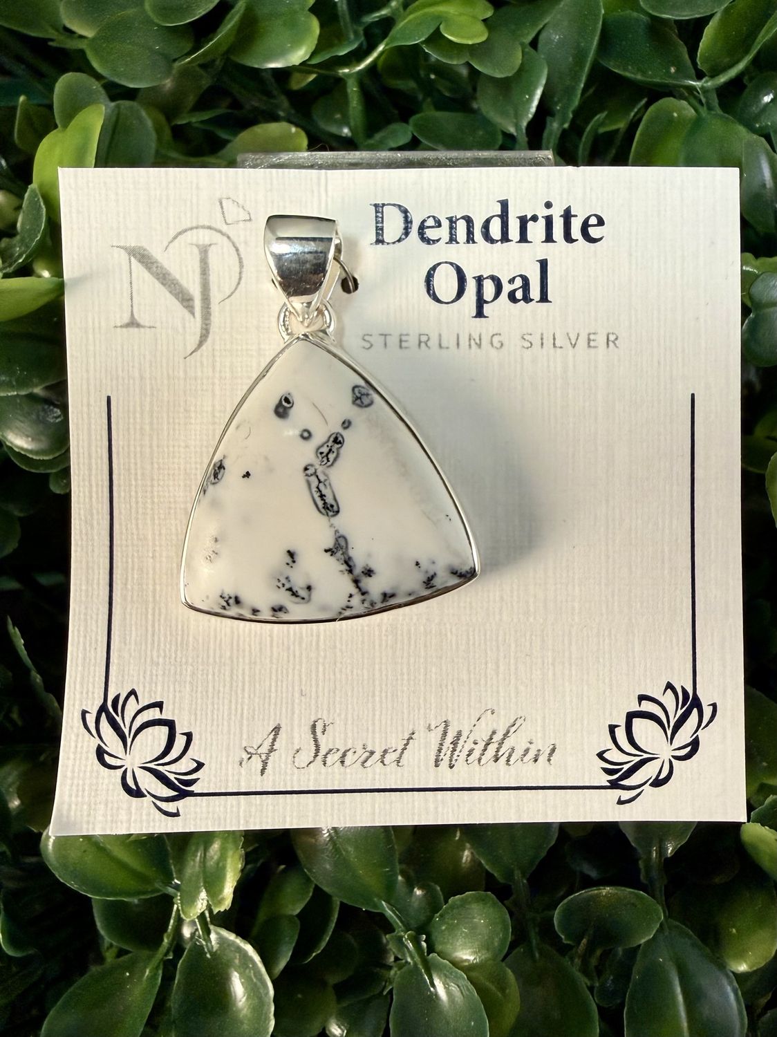 Dendrite Opal Rounded Triangle Sterling Pendant