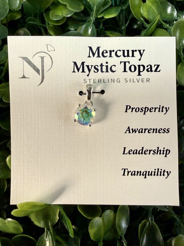 Mystic Topaz Dainty Faceted Sterling Pendant