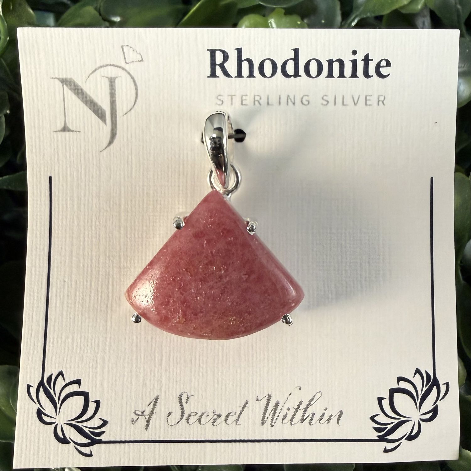 Rhodonite Triangle Sterling Pendant