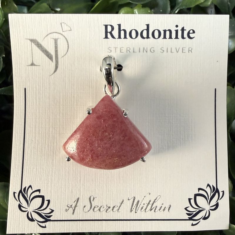 Rhodonite Triangle Sterling Pendant