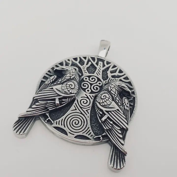 Viking Double Crow Stainless Steel Pendant