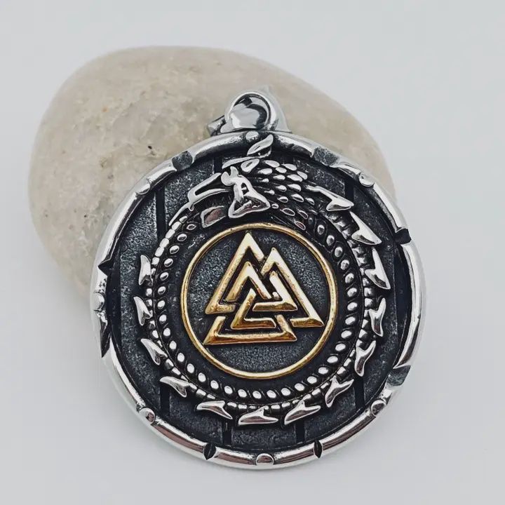 Viking Dragon Valknut Titanium Steel Necklace