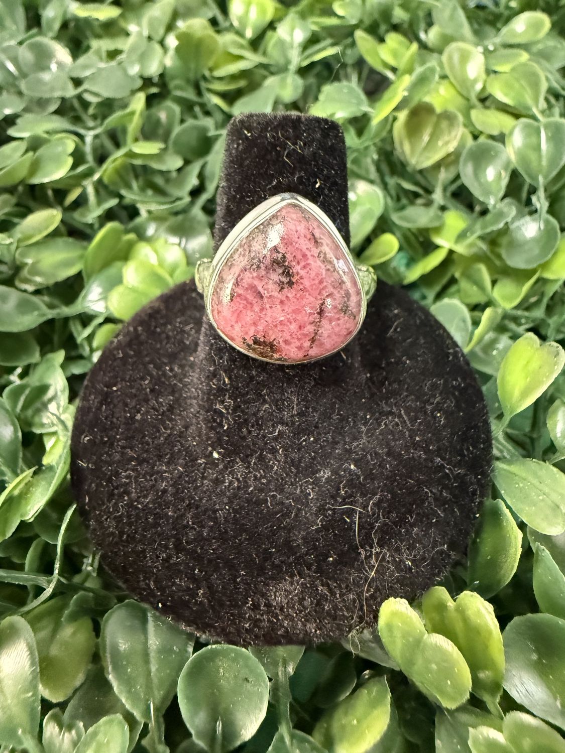 Rhodonite Drop Sterling Ring, Size: 8