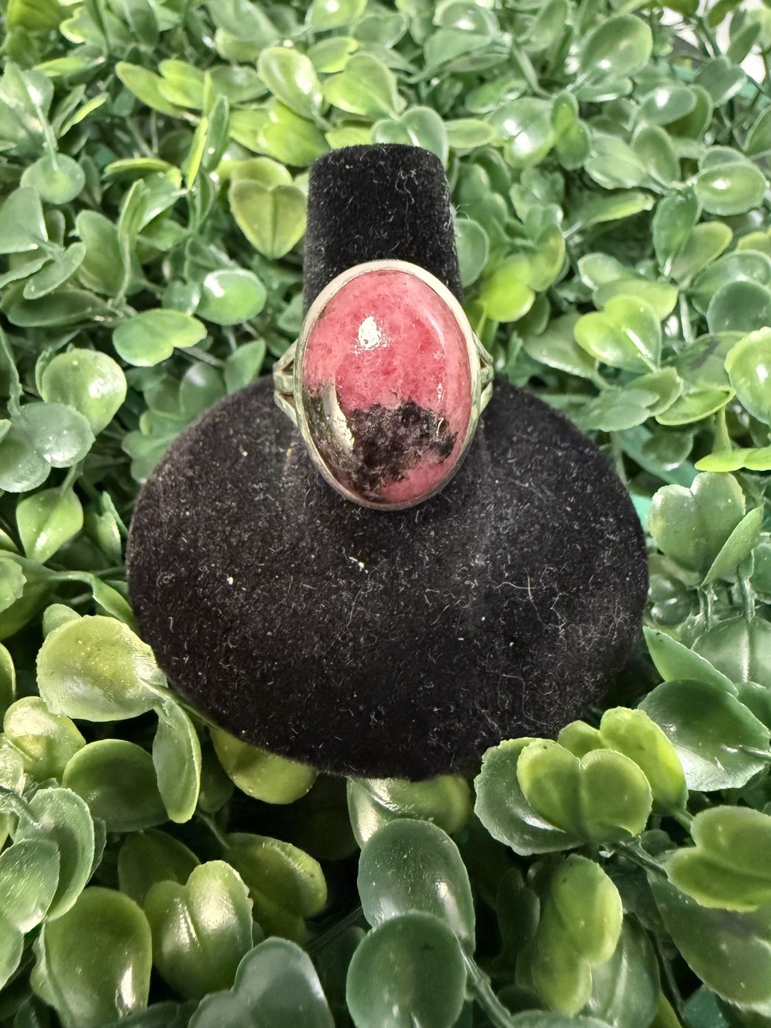 Rhodonite Oval Sterling Ring Sz9