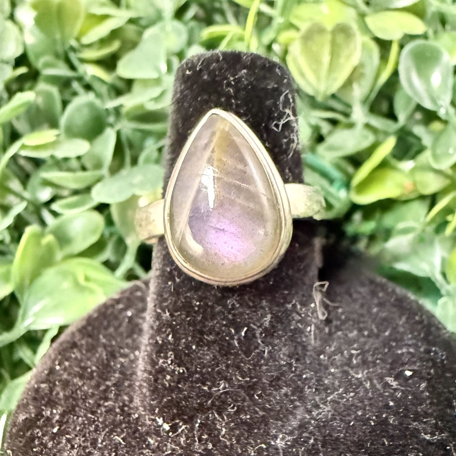 Purple Labradorite Drop Ring Sz 8