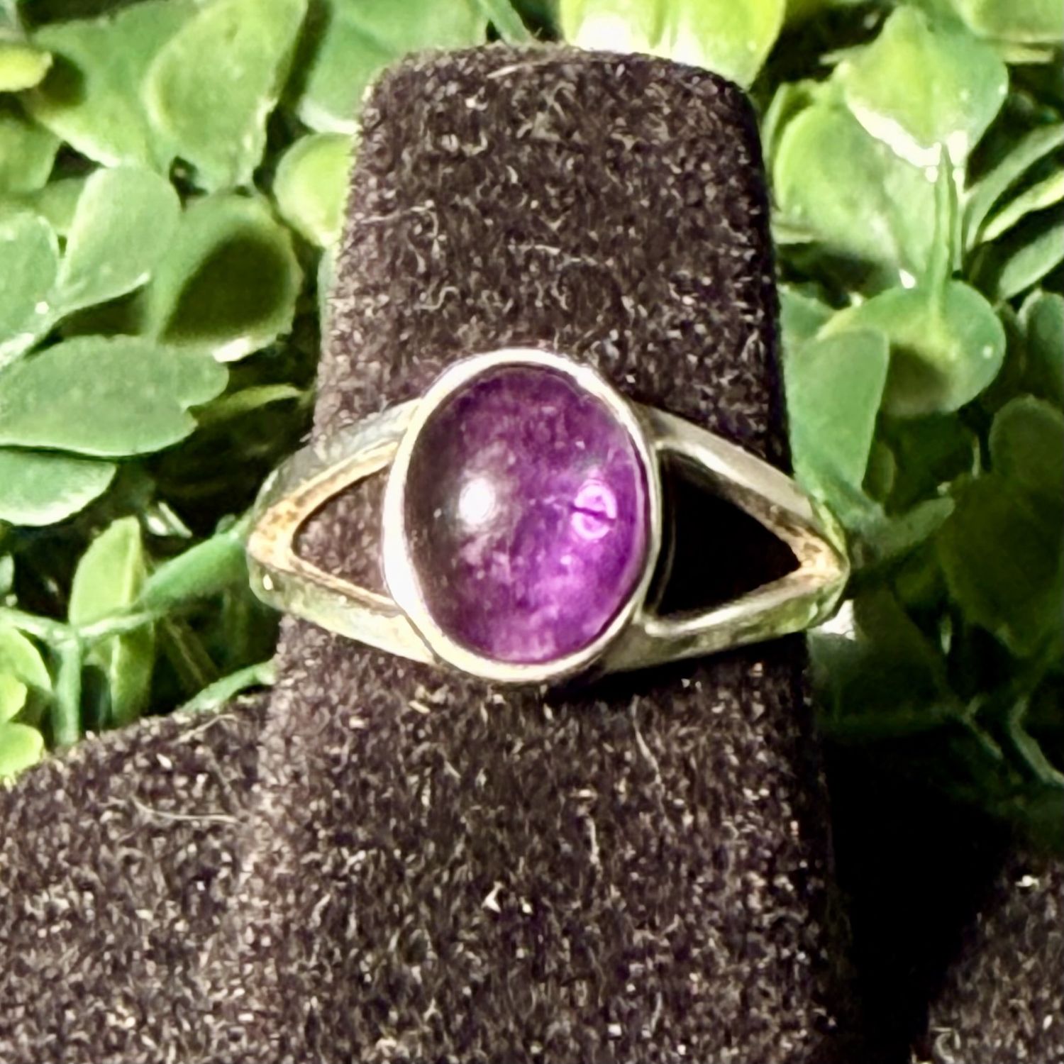 Amethyst Open Band Sterling Ring, Size: 6