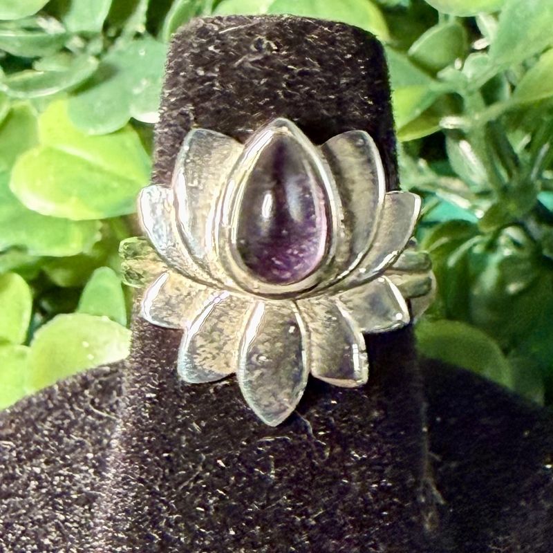 Amethyst Lotus Ring Size 5