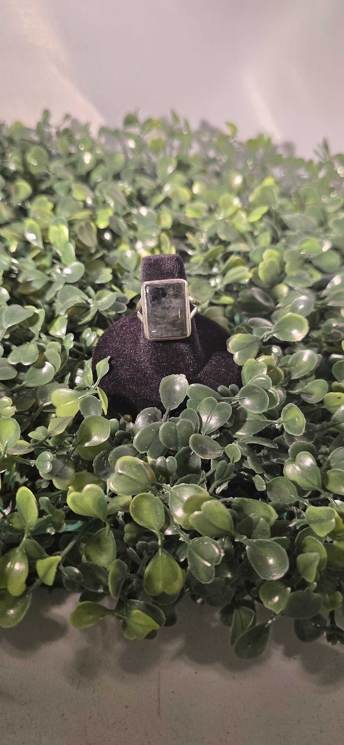 Larvikite Square Ring, Size: 7