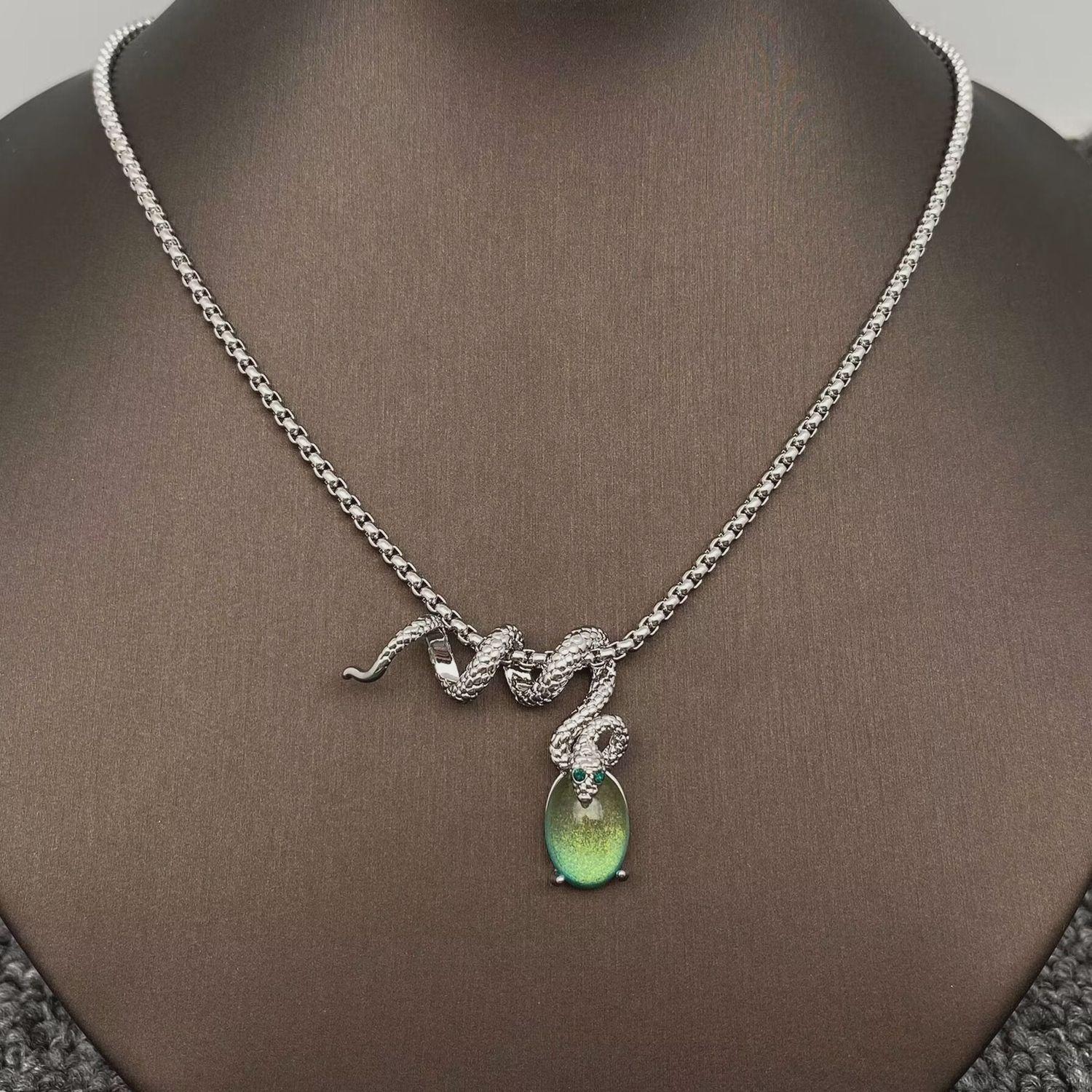 Silver Tone Snake Necklace