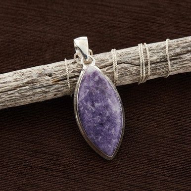 Lepidolite Ellipse Sterling Pendant