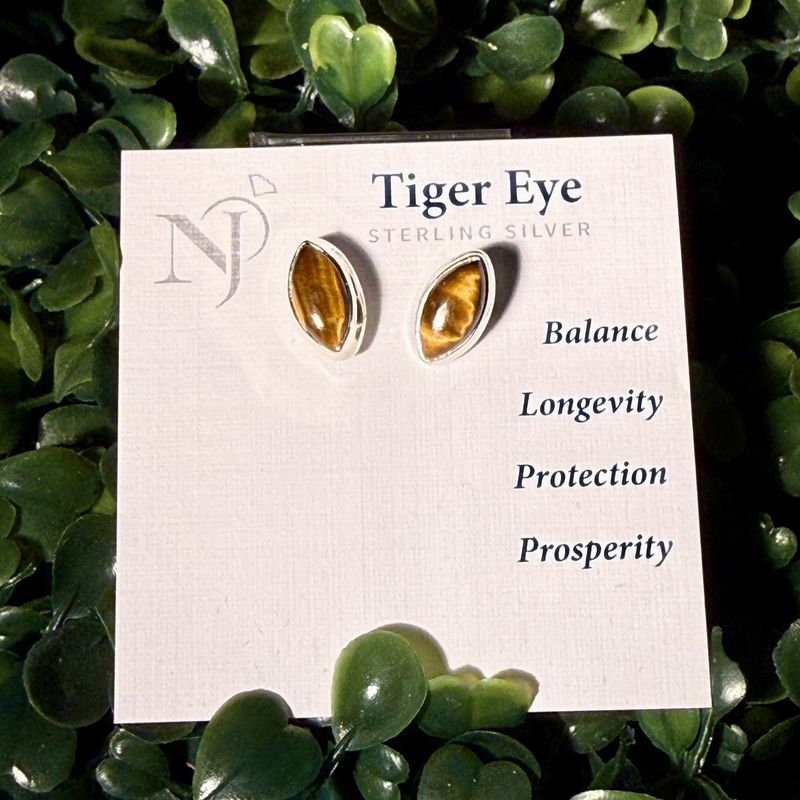 Tigers Eye Ellipse Stud Earrings