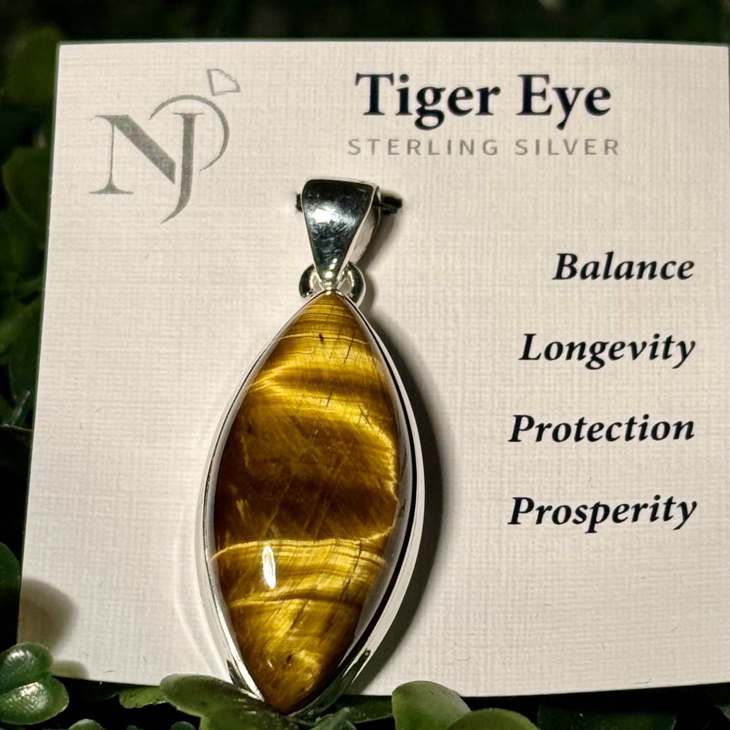 Tigers Eye Ellipse Sterling Pendant