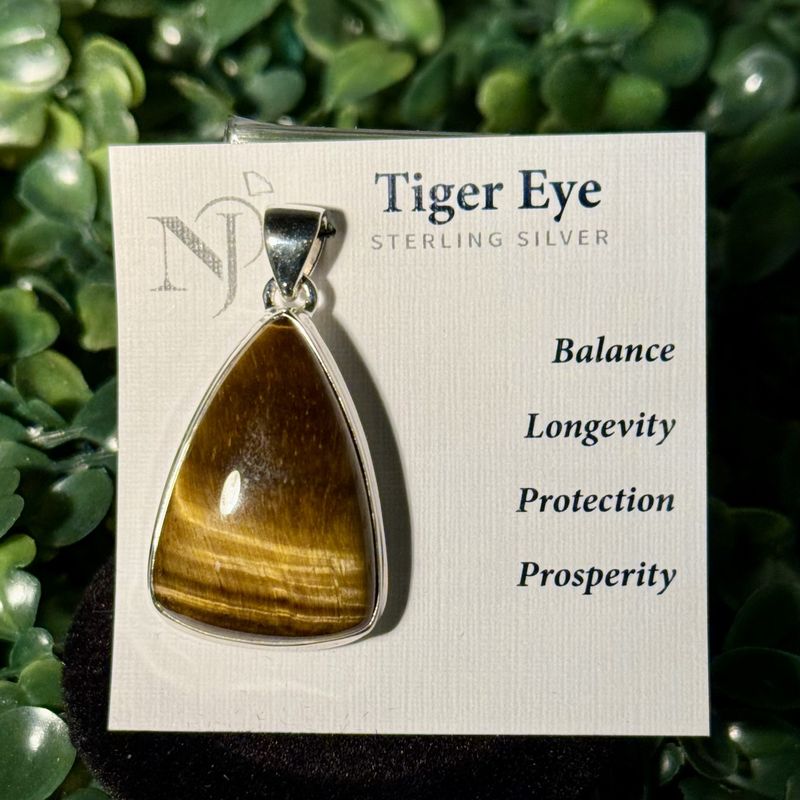 Tigers Eye Triangle Sterling Pendant
