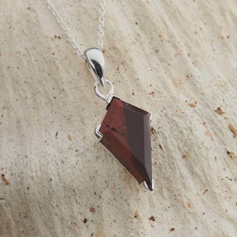 Red Tiger Eye Shield Sterling Pendant