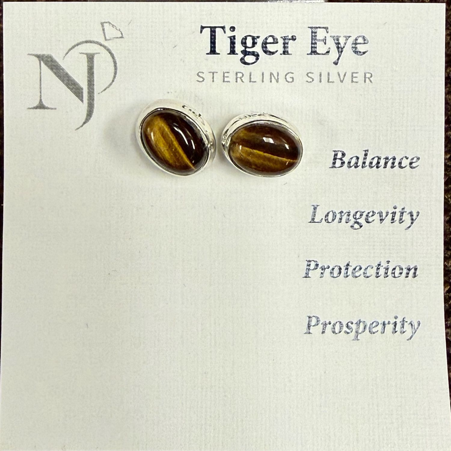Tigers Eye Oval Sterling Studs