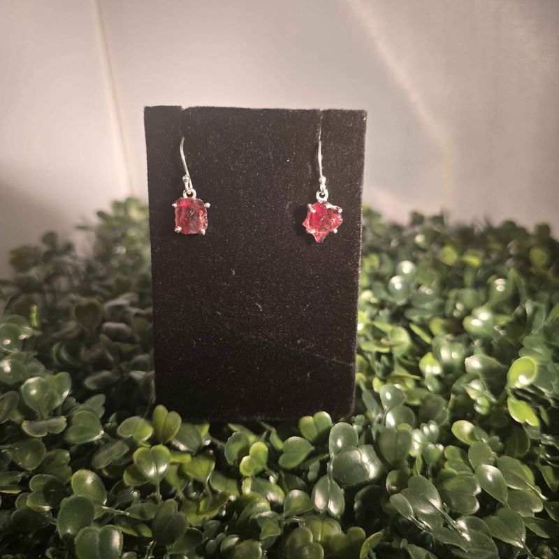 Garnet Natural Sterling Dangle Earrings