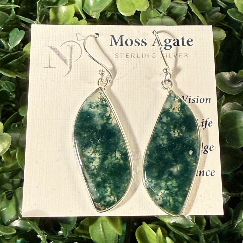 Moss Agate Dangle Earrings