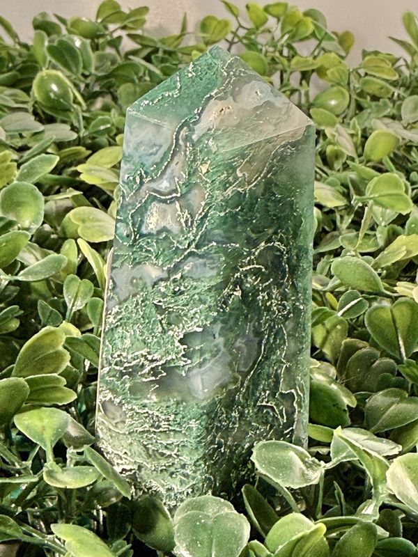 Moss Agate Obelisk