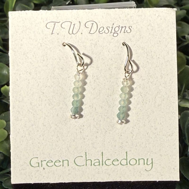 Green Chalcedony Beaded Dangle Earring