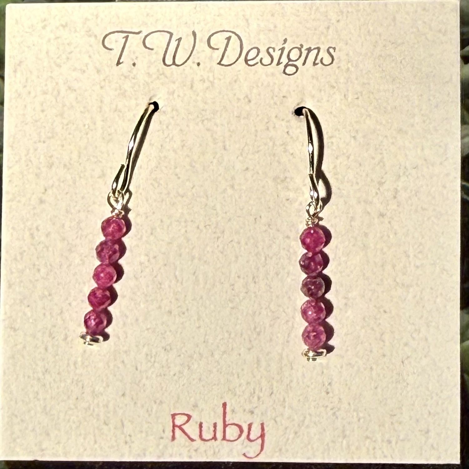 Ruby Beaded Dangle Earrings