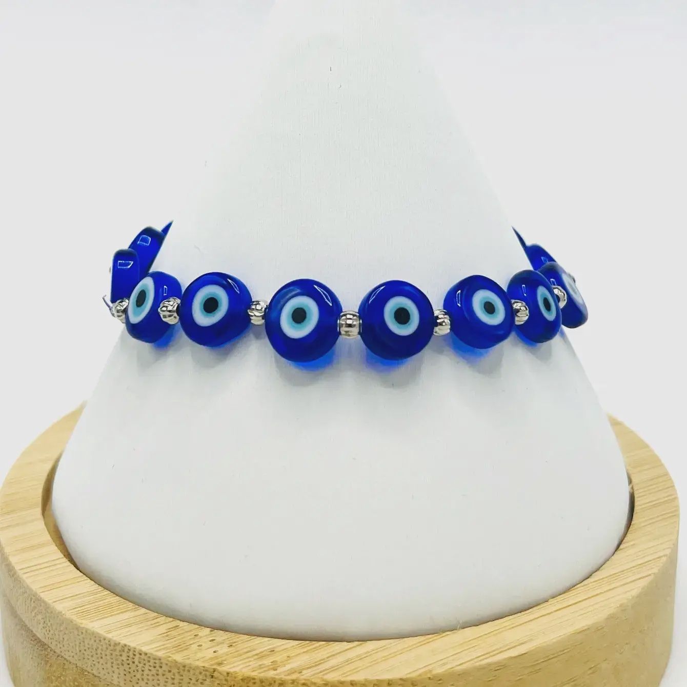 Evil Eye Flat Bead Bracelet