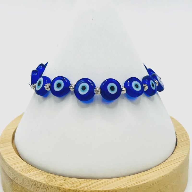 Evil Eye Flat Bead Bracelet