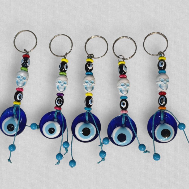 Evil Eye &amp; Blue Skull Keychain