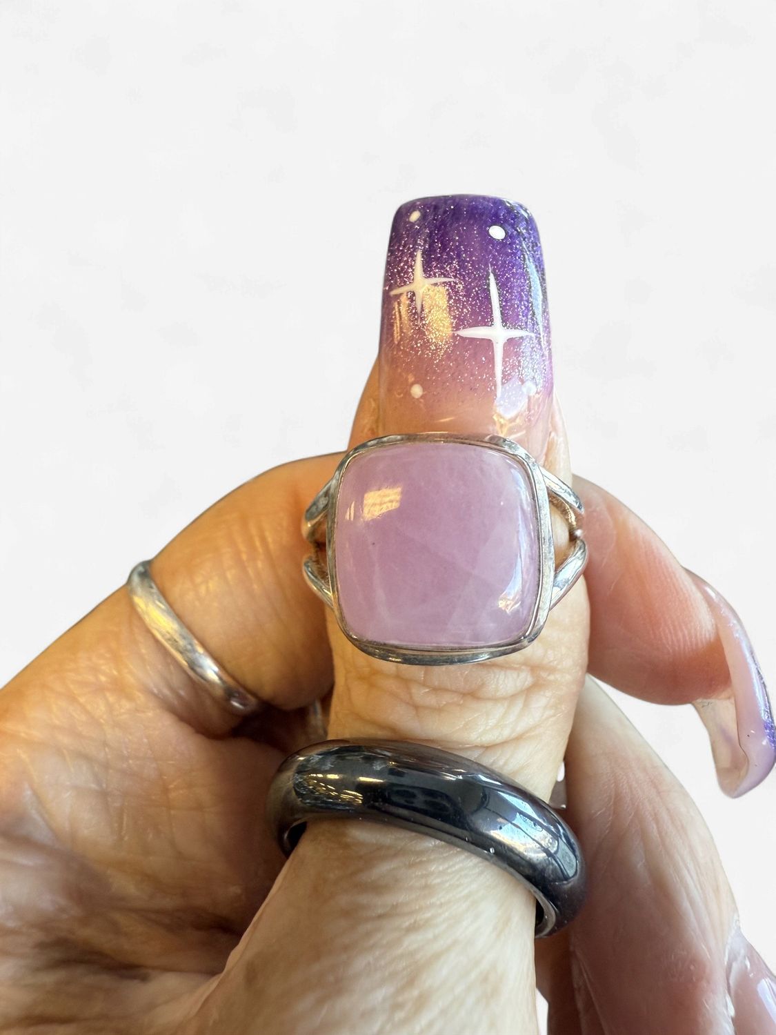 Kunzite Square Ring Sz 10