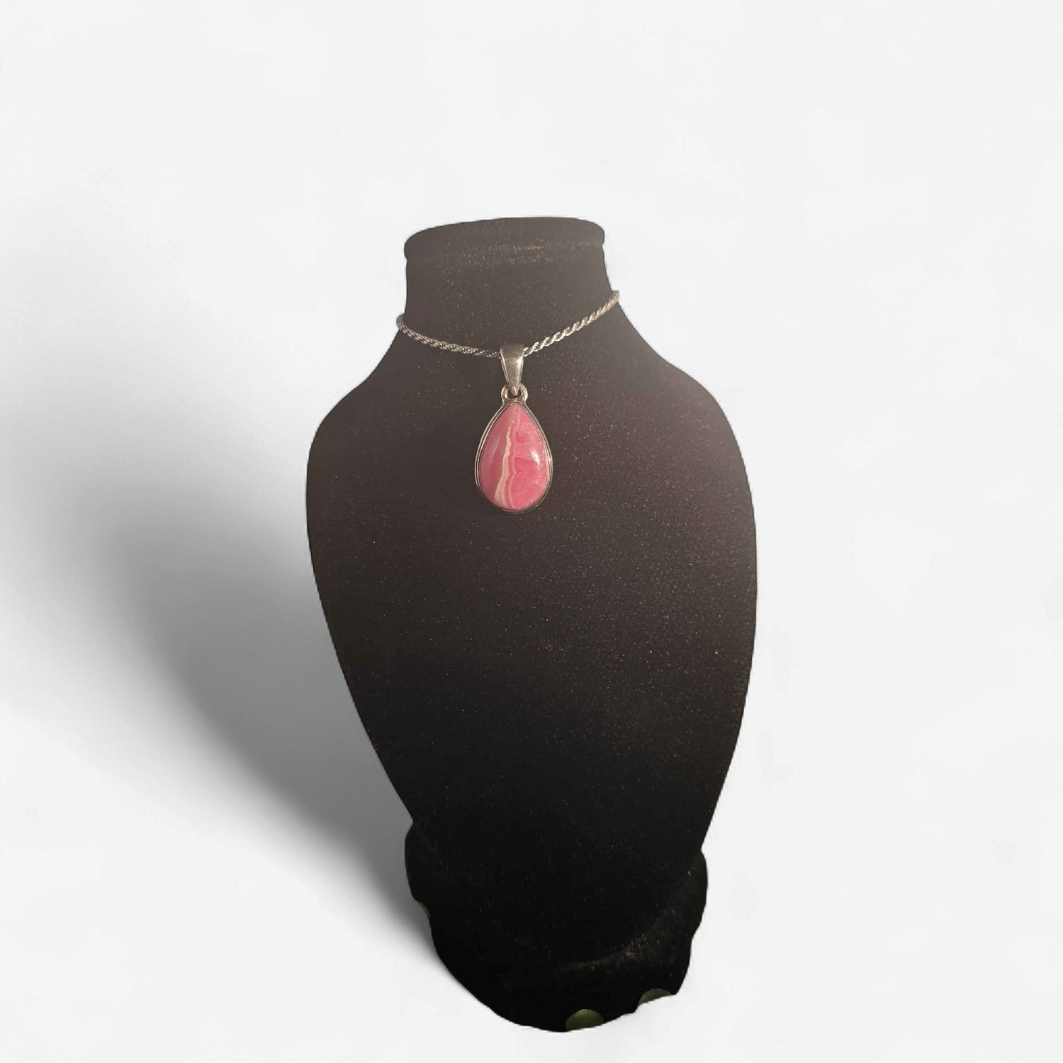 Rhodochrosite Drop Sterling Pendant