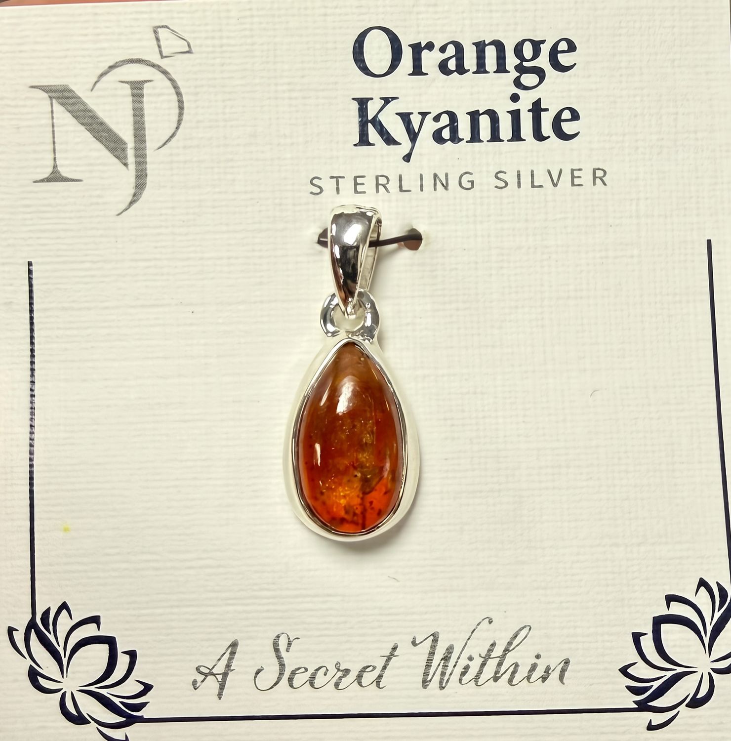 Orange Kyanite Sterling Drop Pendant