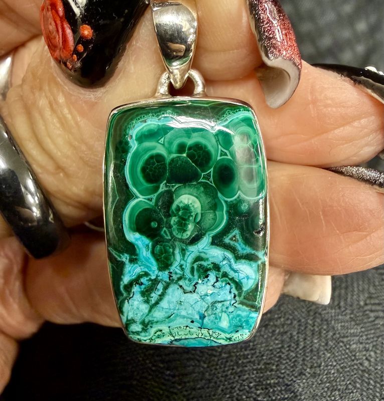 Malachite Chrysocolla Sterling Pendant