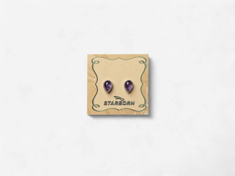 Iolite Teardrop Sterling Stud Earrings