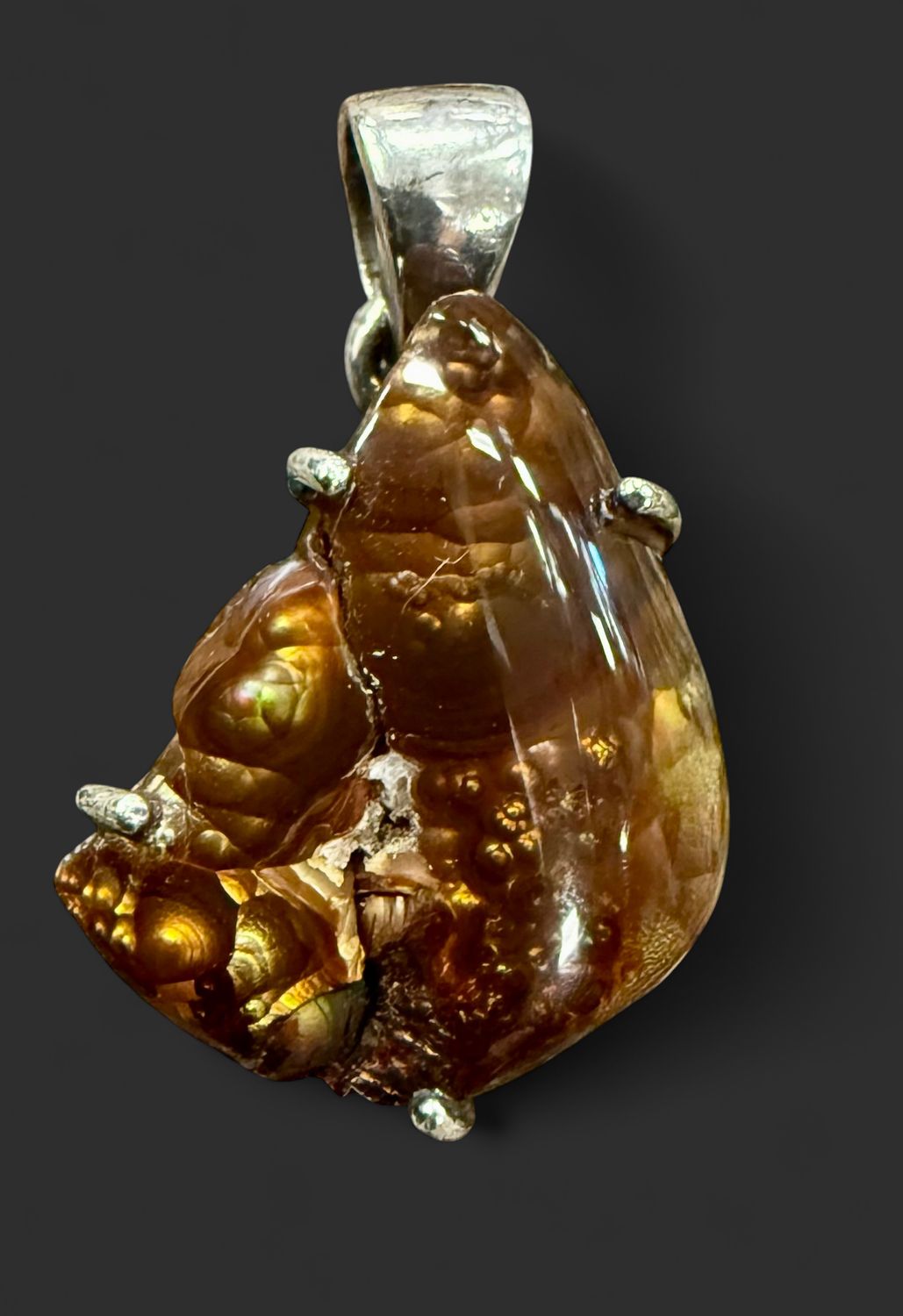 Fire Agate Freeform Sterling Pendant  99