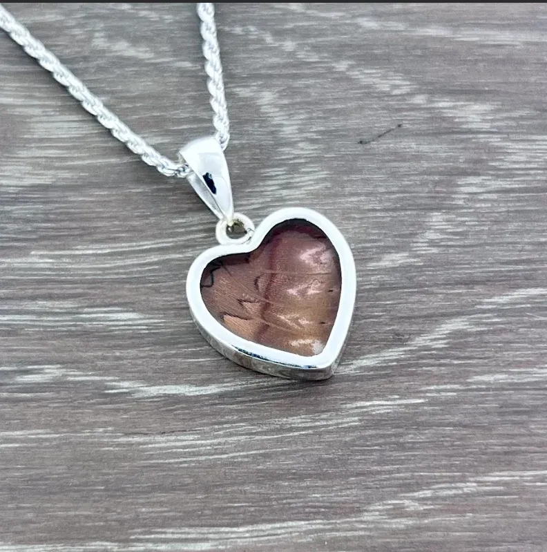 Blood Red Glider Butterfly Heart Pendant