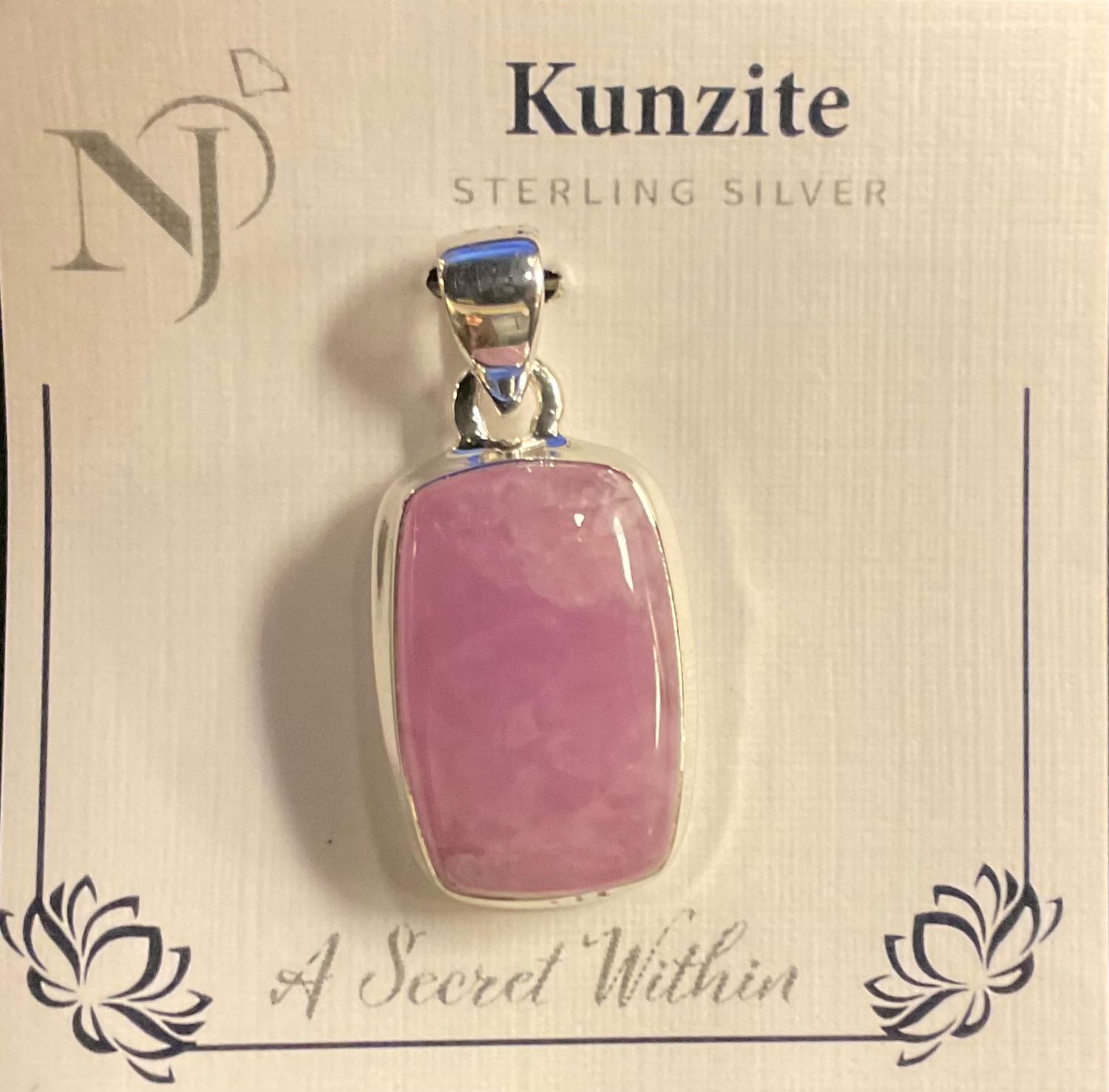 Kunzite Rectangular Sterling Pendant