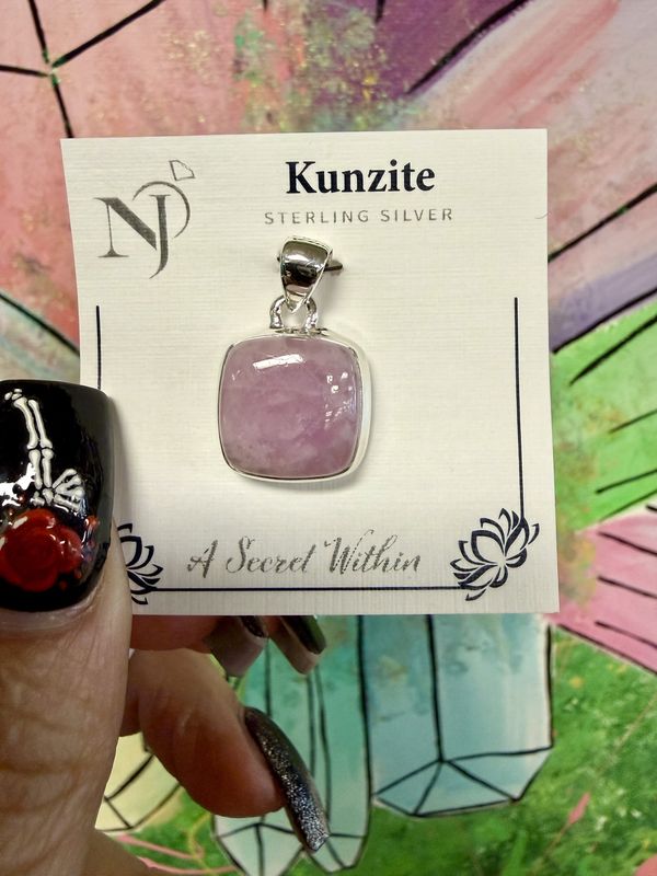 Kunzite Square Sterling Pendant