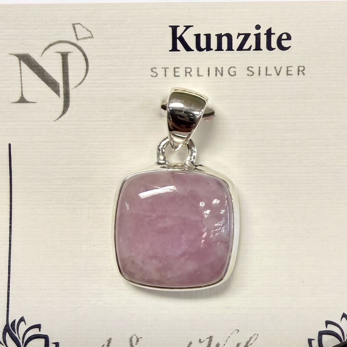Kunzite Square Sterling Pendant