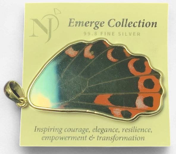 Scarlet Morpho Fine Silver Pendant