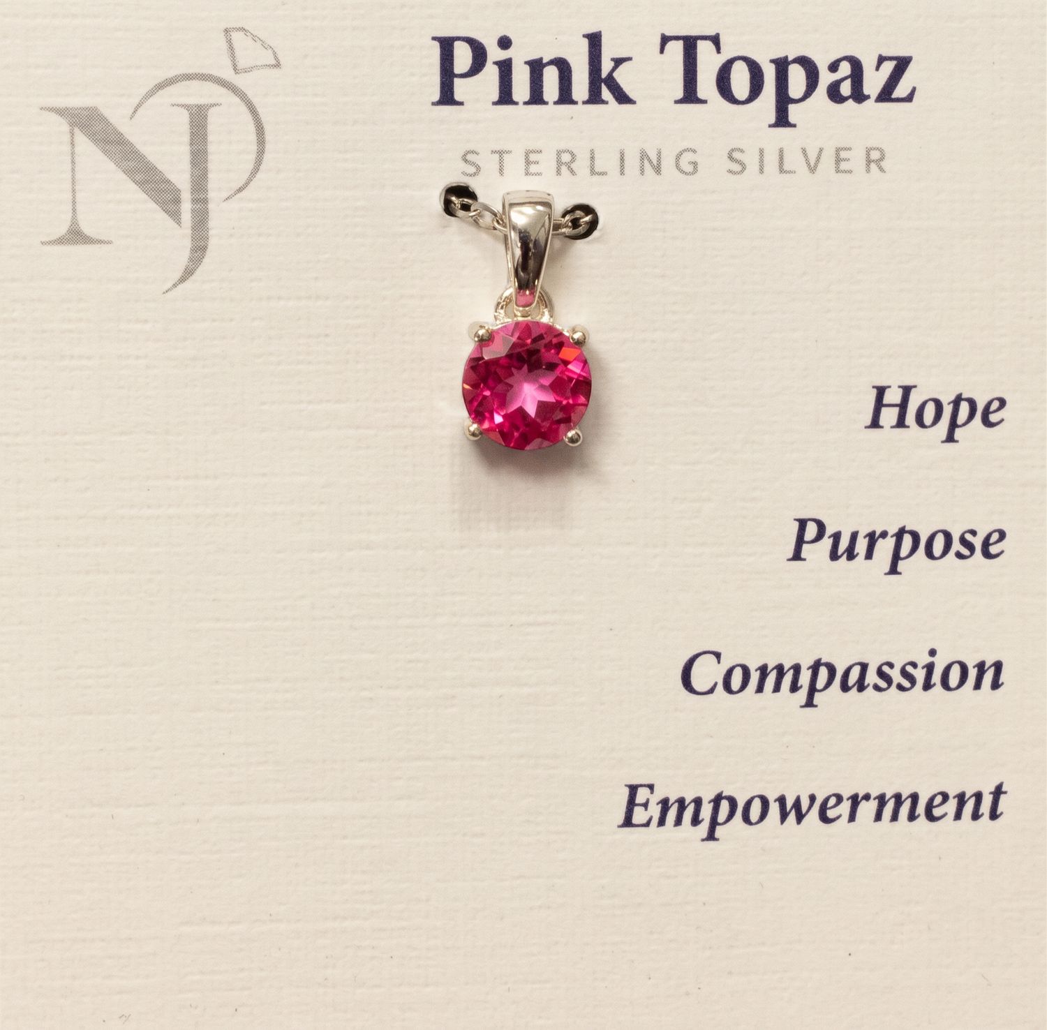 Pink Topaz Faceted Round Sterling Pendant