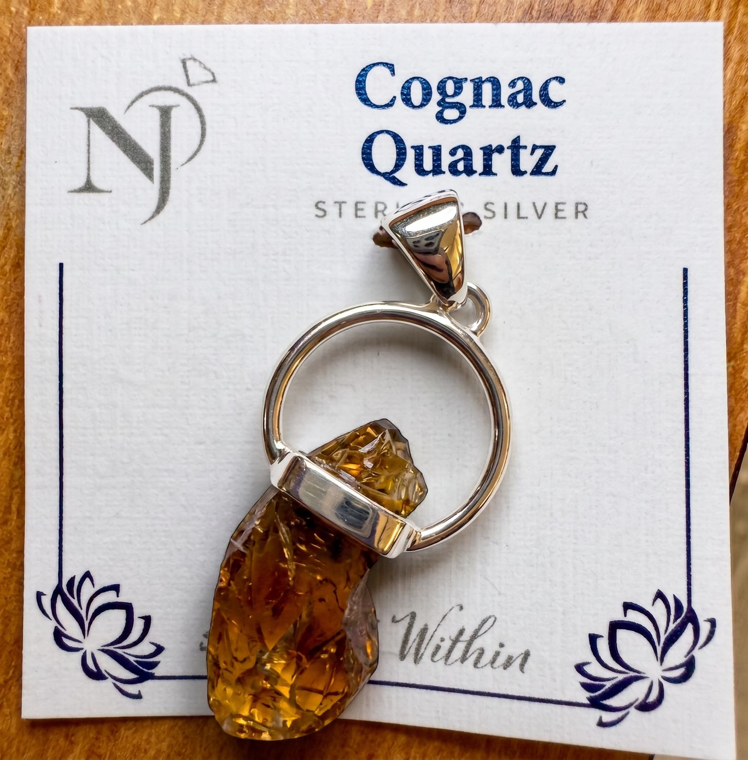 Cognac Quartz Sterling Pendant