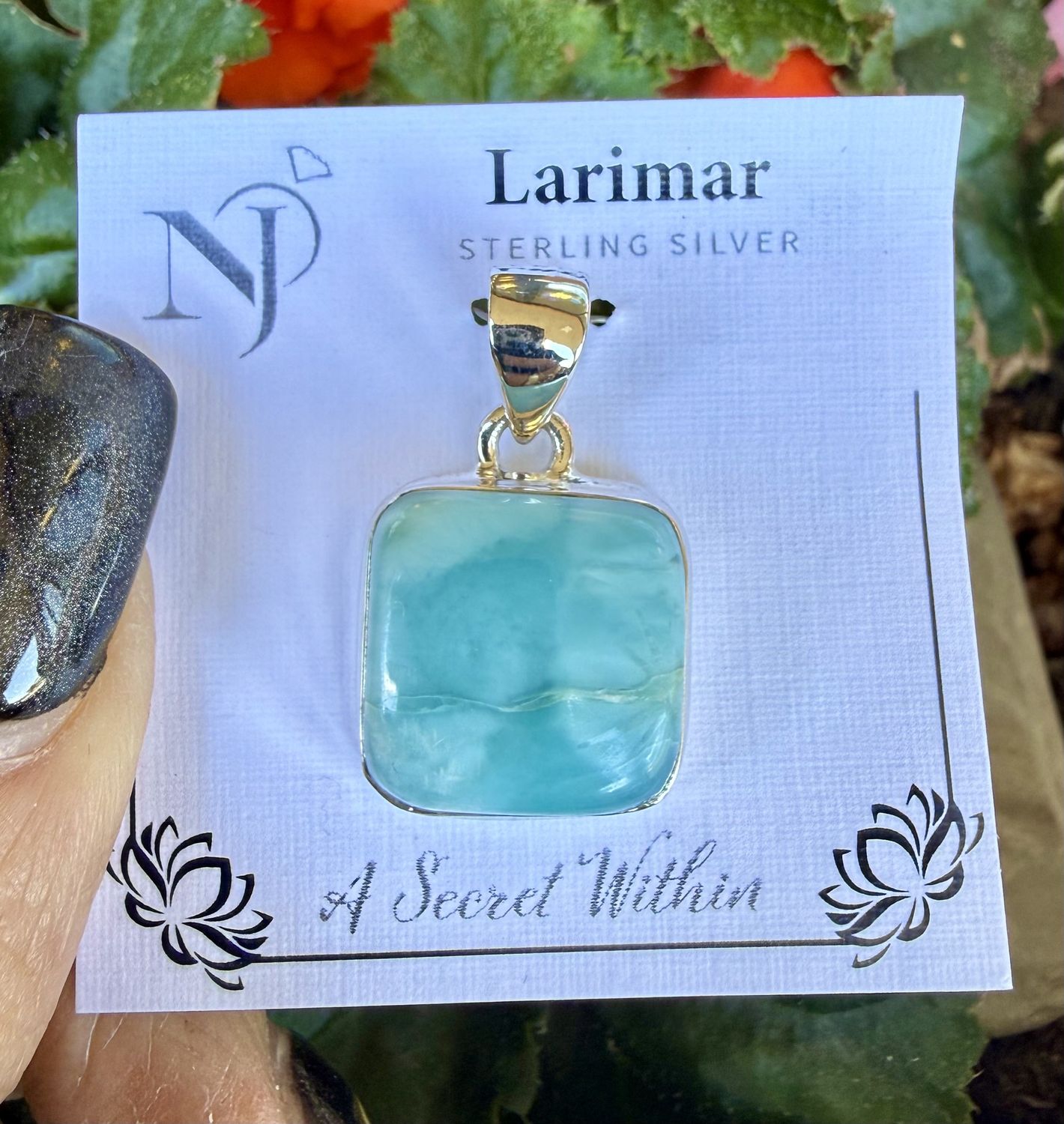 Larimar Square Sterling Pendant