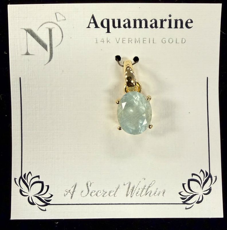 Aquamarine Faceted Vermeil Gold Pendant