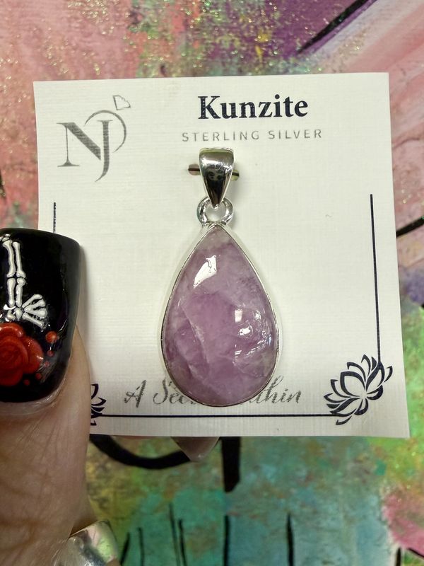 Kunzite Teardrop Sterling Pendant