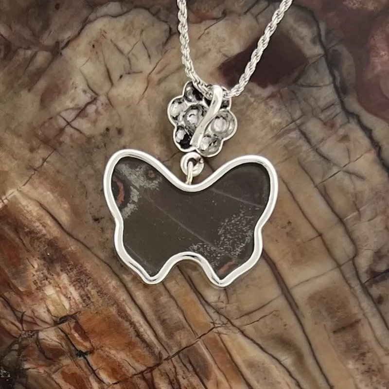 Blue Morpho Butterfly Fine Silver Butterfly Pendant