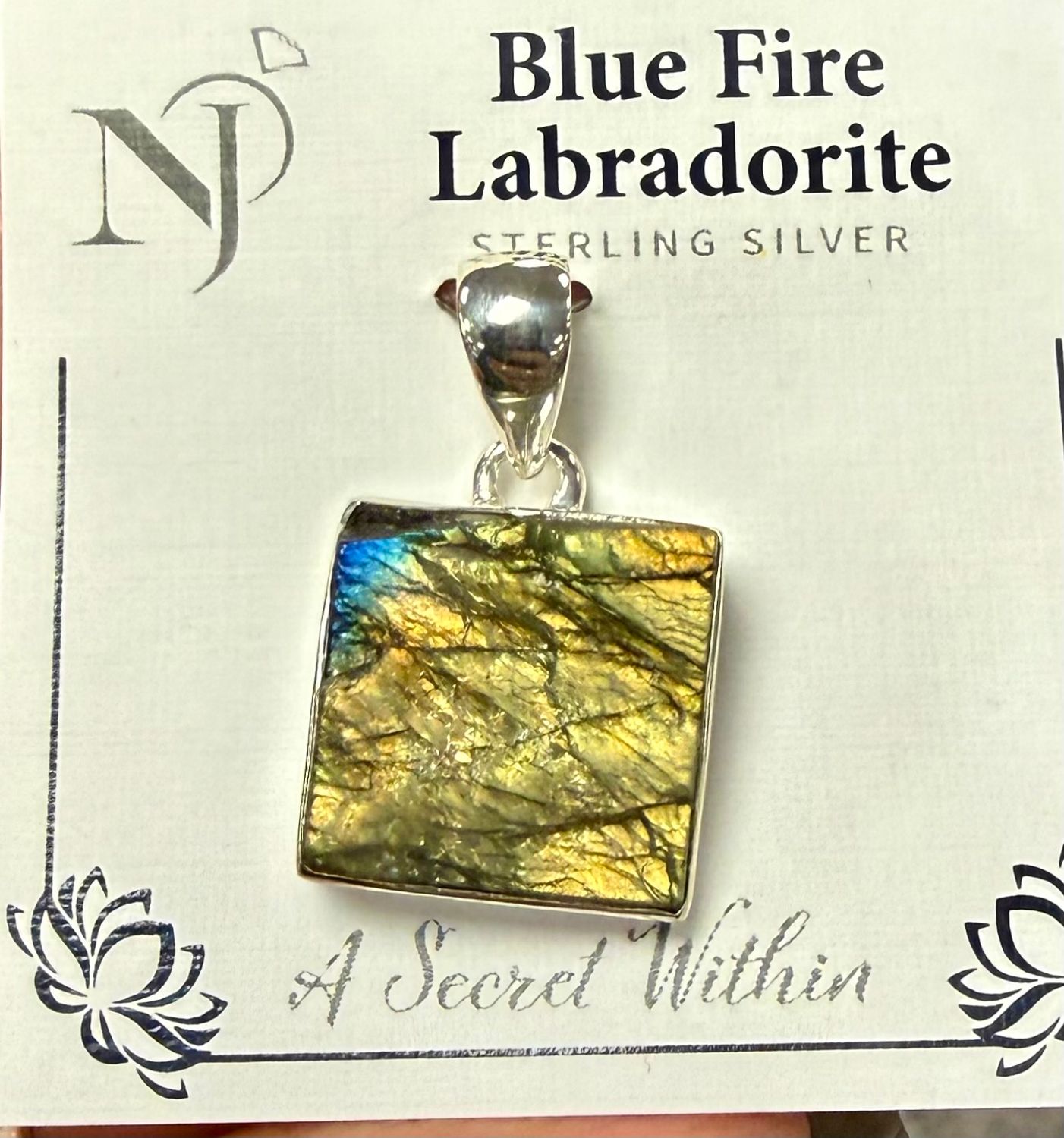 Labradorite Raw Square Sterling Pendant
