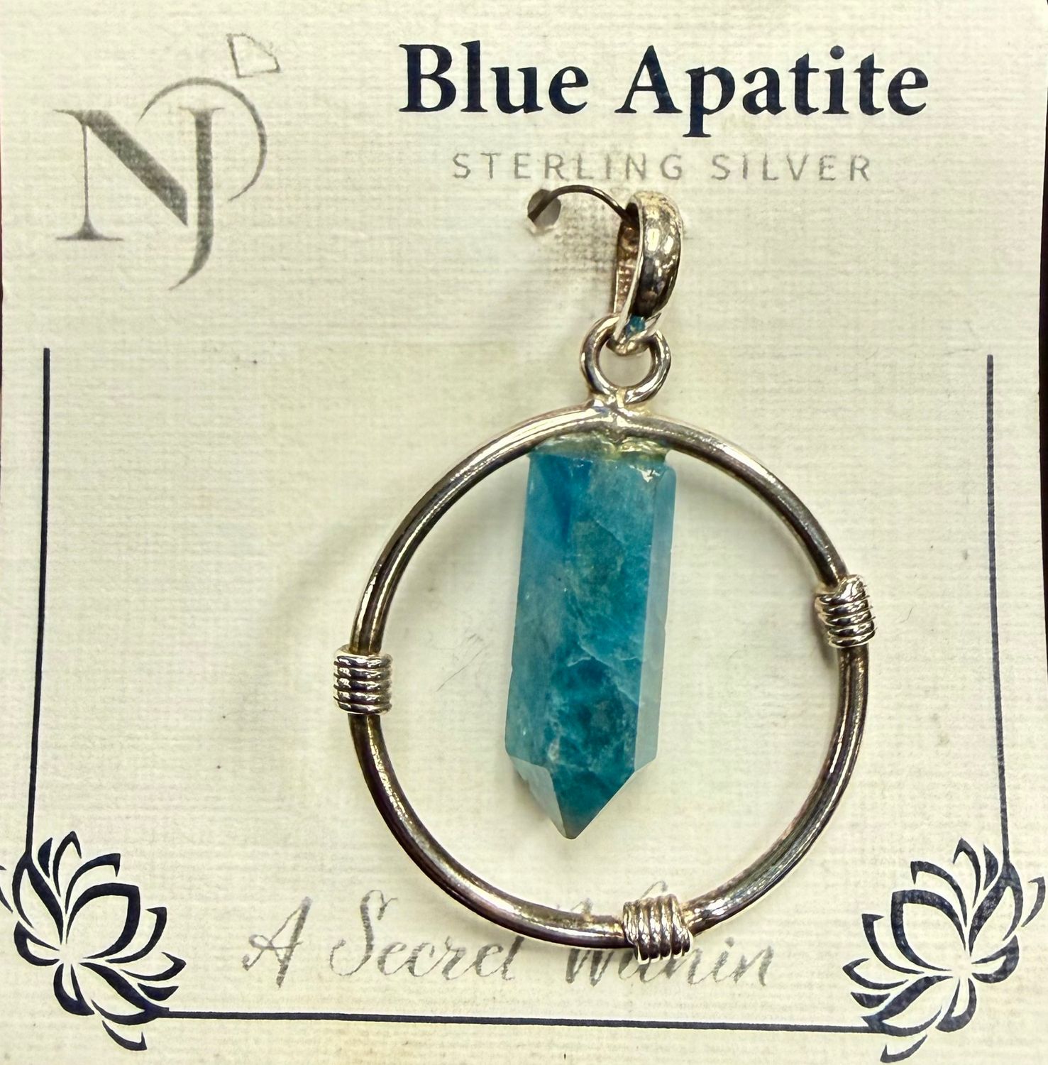Blue Apatite Circled Point Pendant