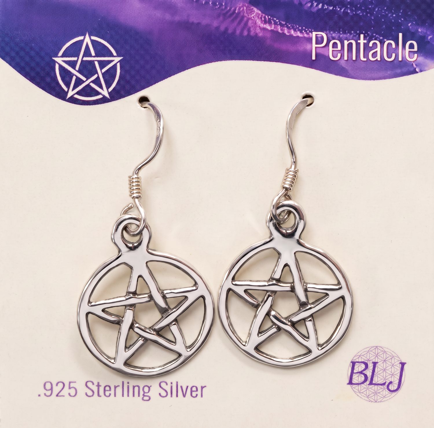 Sterling Pentacle Drop Earrings