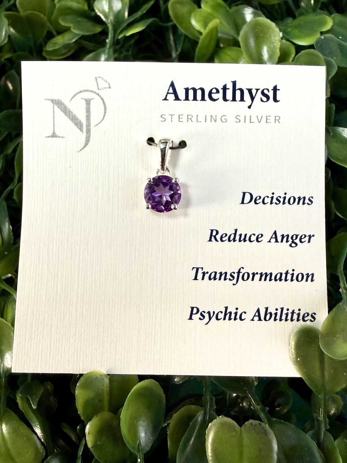 Faceted Amethyst Sterling Pendant, design: faceted round