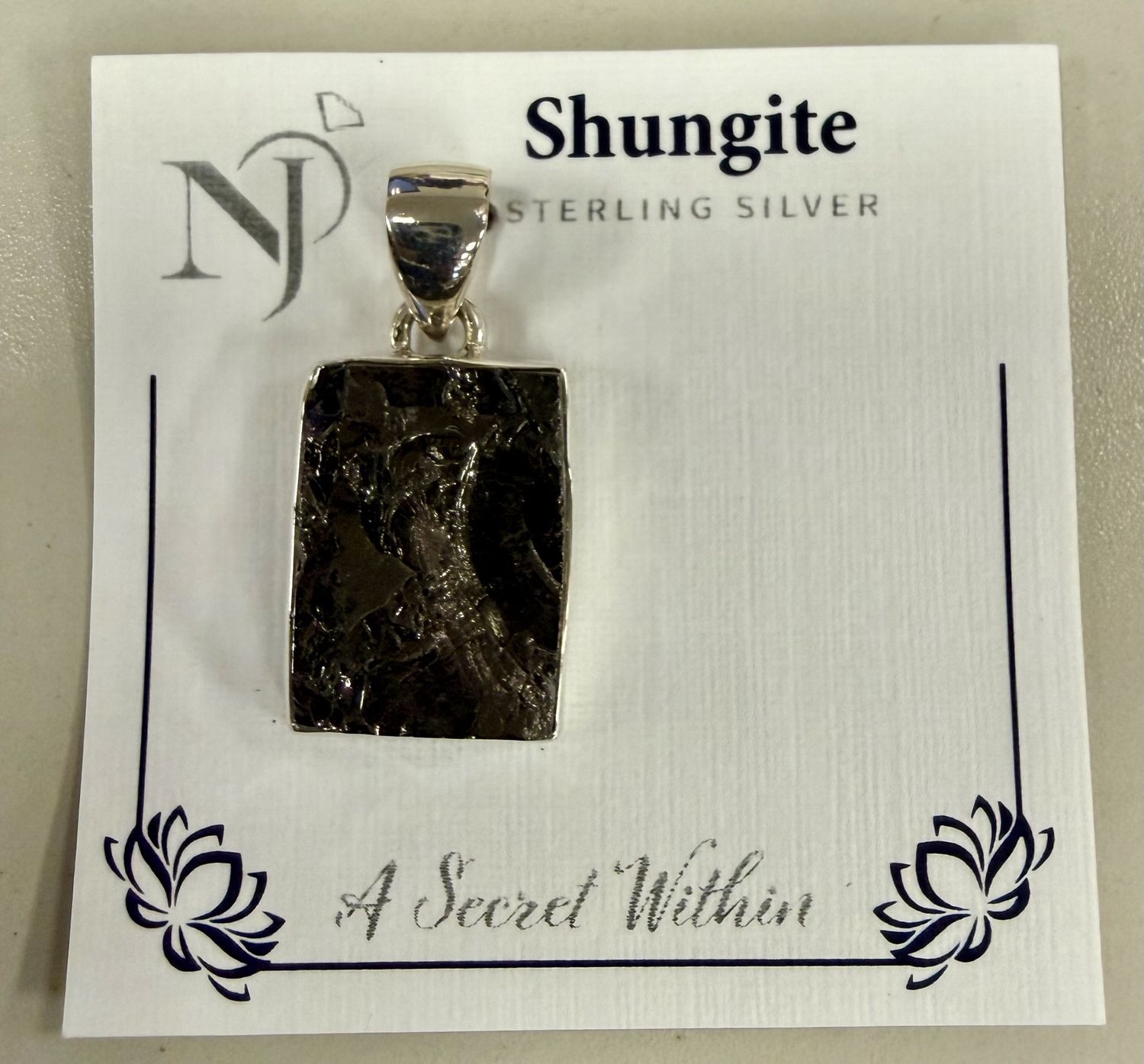 Rectangle Raw Shungite Pendant